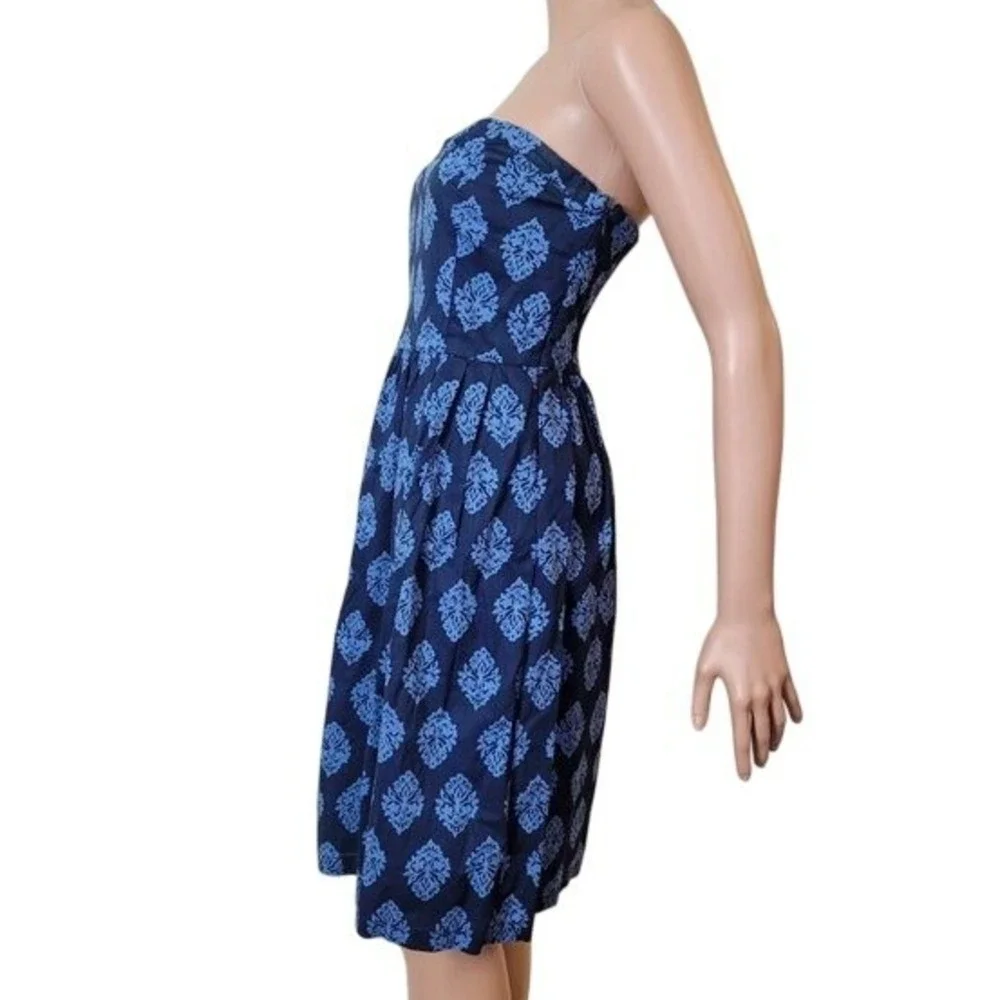 Old Navy Strapless Dress womens S/6 Blue 100% cotton boho mini A-line sweetheart